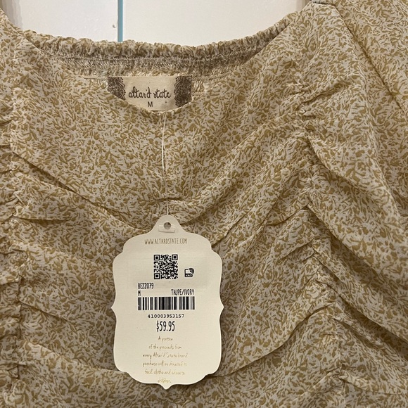 NWT Altar'd State Boho long sleeve floral top  ruched front size Medium - Picture 3 of 4